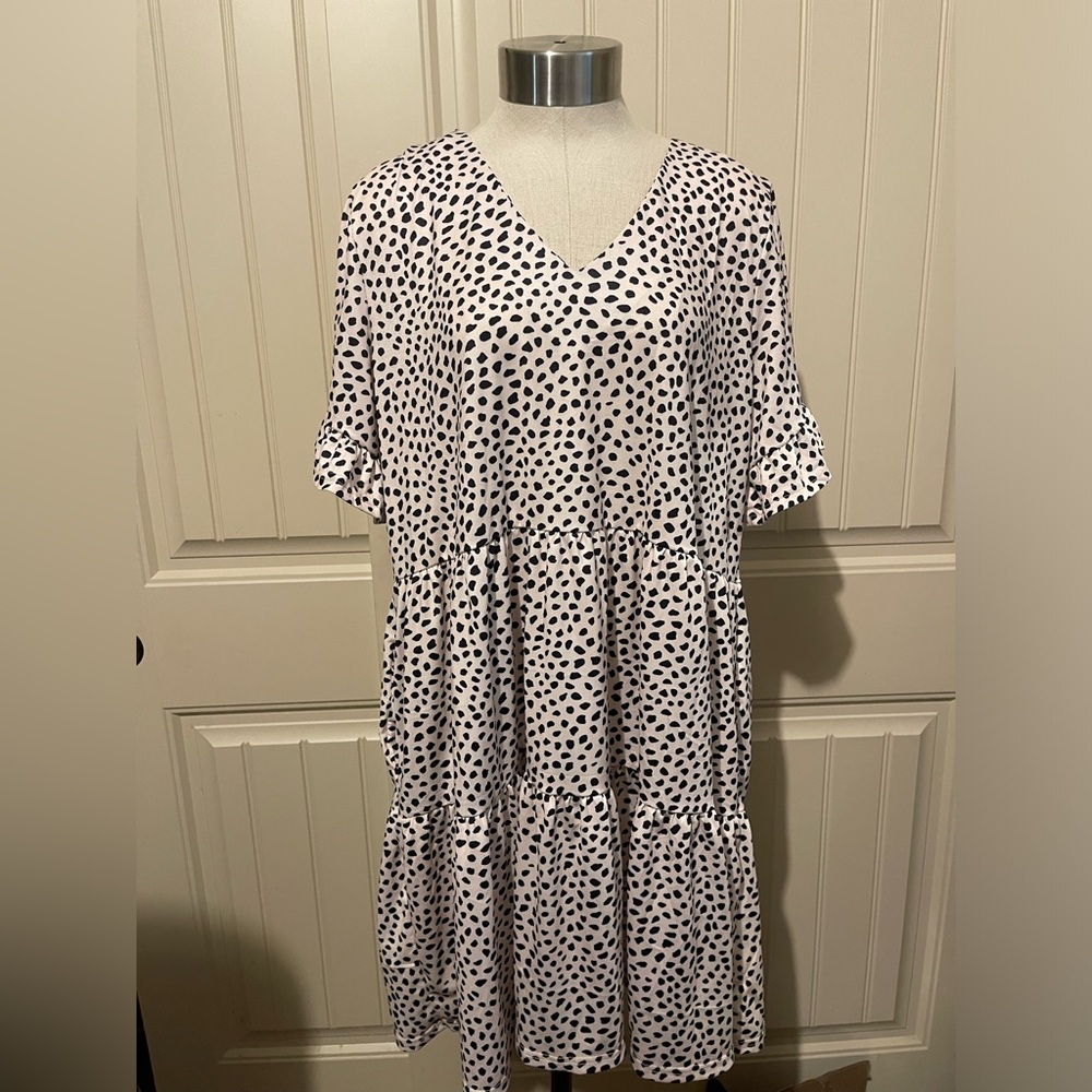 Cheeta Print /‎ Polka Dot V-Neck Dress